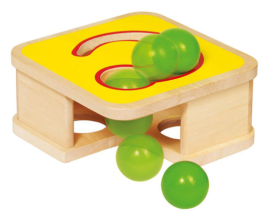 goki | houten knikkerbank met hamer