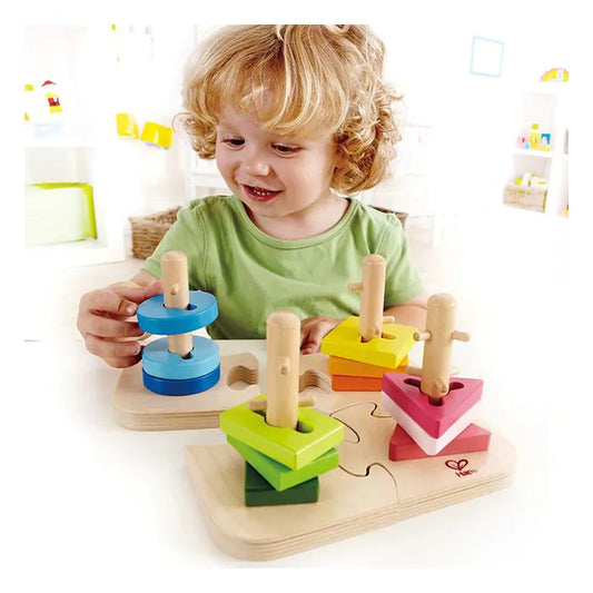 hape | vormenpuzzel met pinblokken – houten sorteerspel