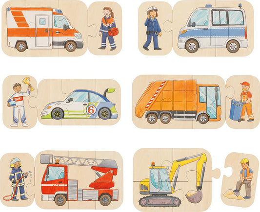 goki | houten puzzel – voertuigen & beroepen
