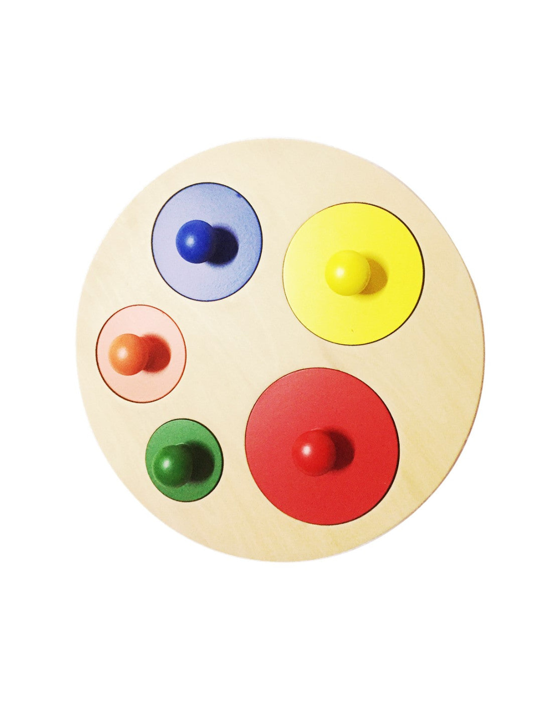 moyo montessori | houten puzzel met 5 cirkels en knoppen