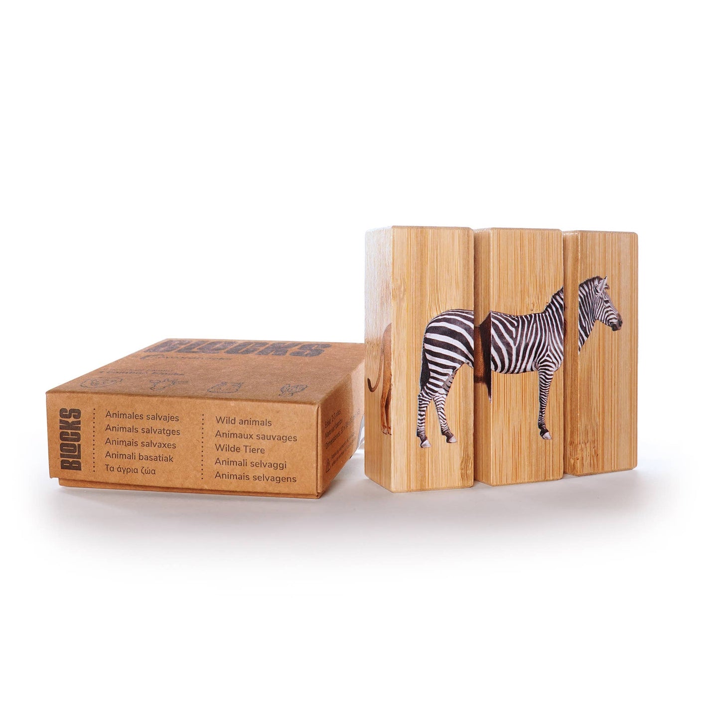 nowordbooks | wilde dieren - minipuzzel van bamboe