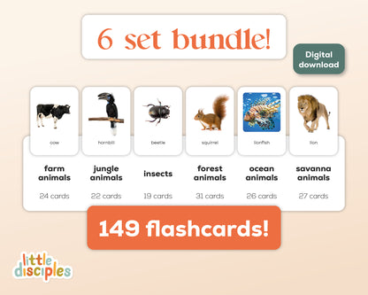 Dieren Flashcards Mega Bundel (Engels) | 149 Montessori flashcards