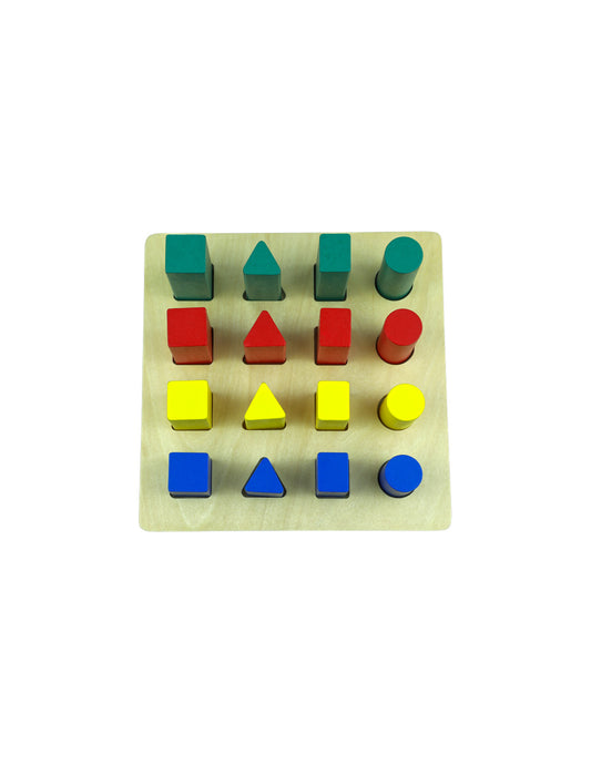 moyo montessori | houten geometrische vormenladder – 16-delige set