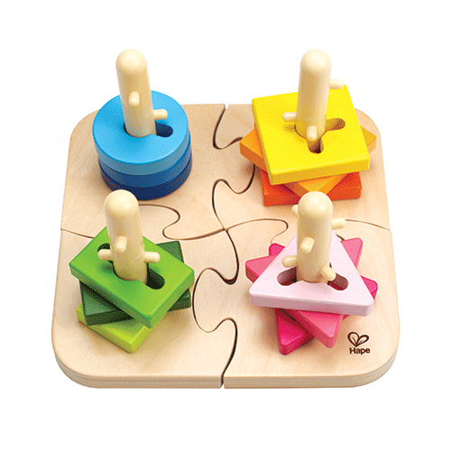 hape | vormenpuzzel met pinblokken – houten sorteerspel