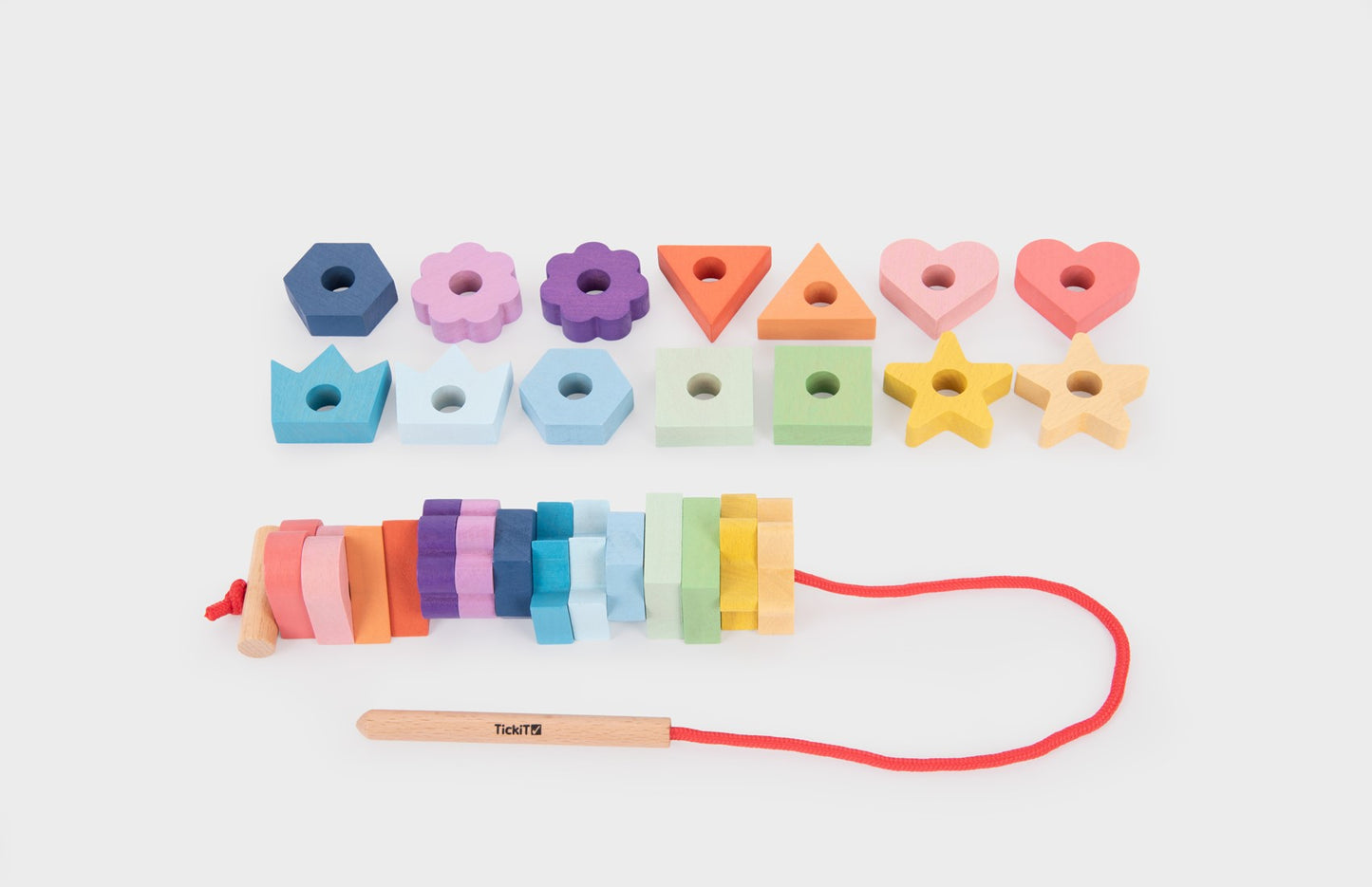tickit | regenboog houten vetervormen – 28-delige set