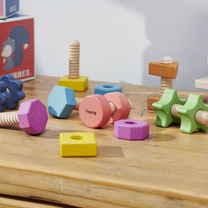 tickit | houten moeren & bouten – set van 7